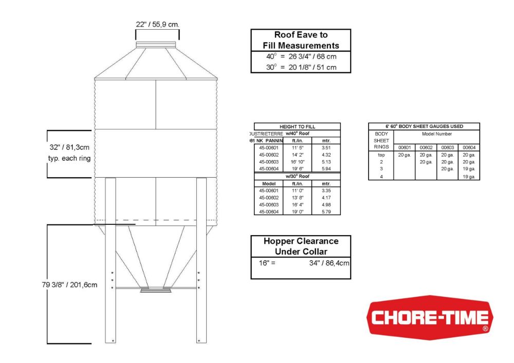 SILO CT BROCK Ø1,83 m 1R 2,80 Tm 4,4 m³ 3,50 m 40° TECHO W/SPRINGLOCK W/B.BOLTS