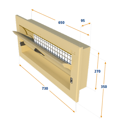 VENTANA 145-CFG-C, BRIDA DELANTERA, COLGAJO INTERNO CURVO.