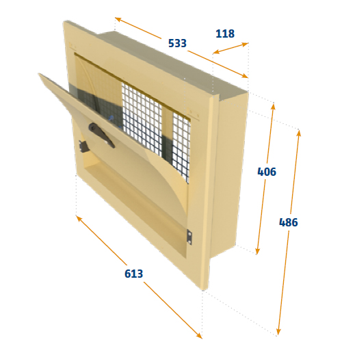 VENTANA 1800-VFG-C, BRIDA DELANTERA, COLGAJO INTERNO CURVO.