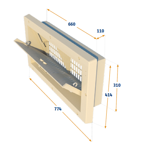 VENTANA 2000-PBR-C (NC), BRIDA DELANTERA, ALETA INTERNA RECTA (AISLADO).