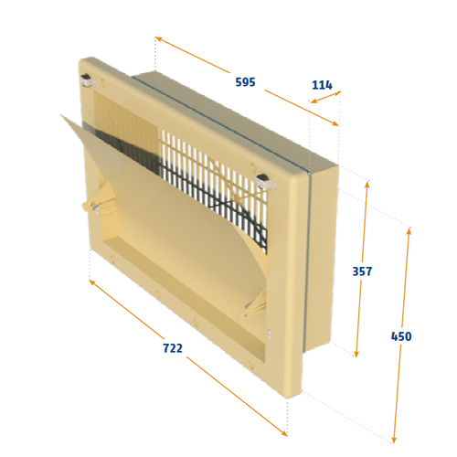 VENTANA 2500-PVF, BRIDA DELANTERA, COLGAJO INTERNO CURVO.