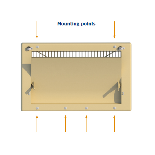 VENTANA 2500-PVF, BRIDA DELANTERA, COLGAJO INTERNO CURVO.