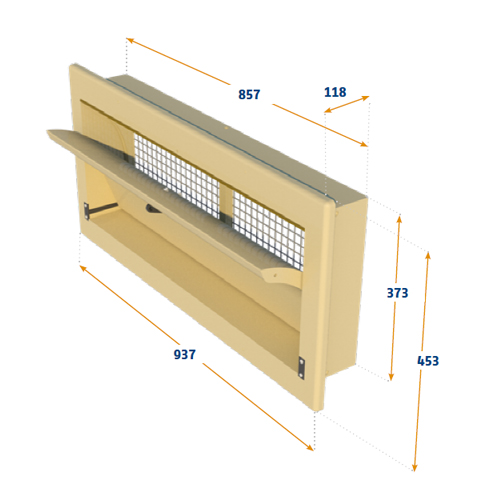 VENTANA 3000-VFBG-C, BRIDA DELANTERA, COLGAJO INTERNO ALTAMENTE CURVADO CON ALETA DEL PUNTO DE INFLEXIÓN EN LA PARTE INFERIOR.