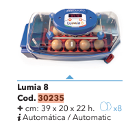 INCUBADORA LUMIA 8 AUTOMATICA