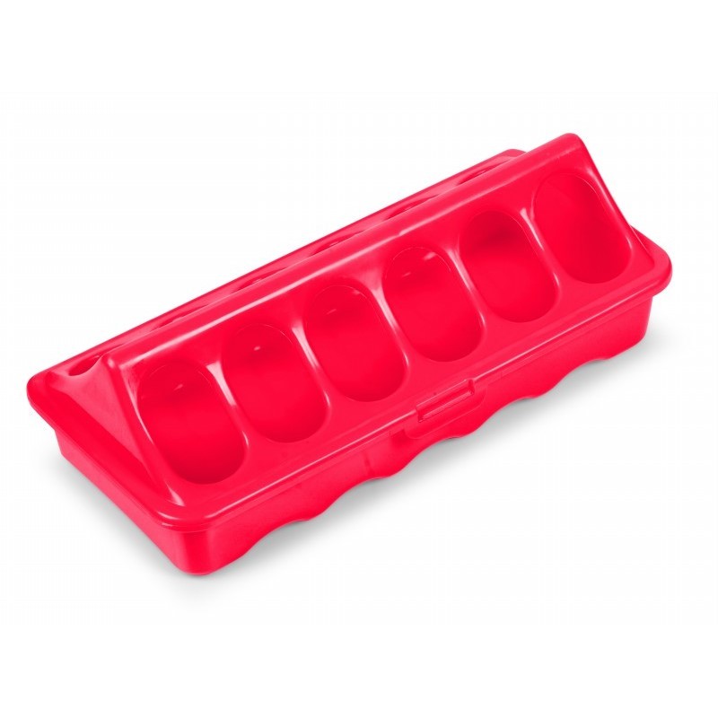 COMEDERO C/HUECOS 20 CM PLASTICO ROJO