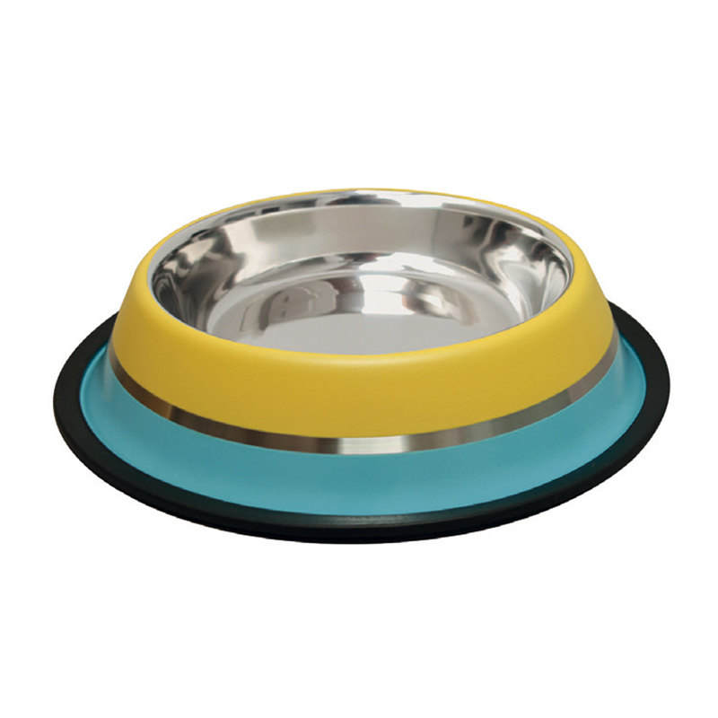 COMEDERO INOX. ANTID-2 AMARILLO/AZUL