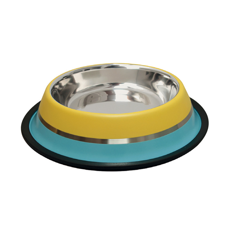 COMEDERO INOX. ANTID-3 AMARILLO/AZUL