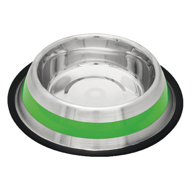 COMEDERO INOX. ANTID-2 FRANJA VERDE