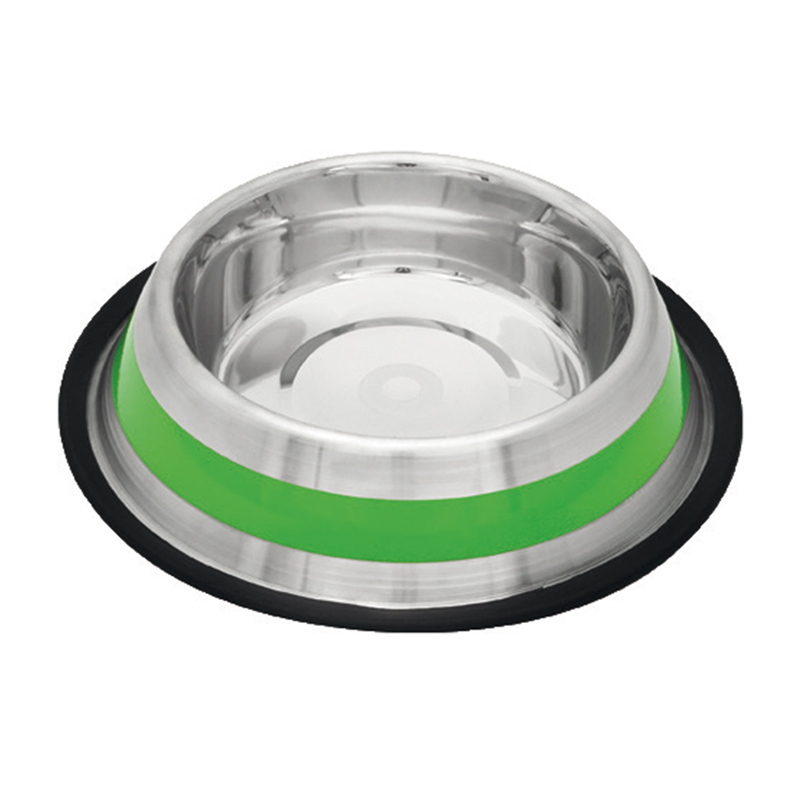 COMEDERO INOX. ANTID-3 FRANJA VERDE