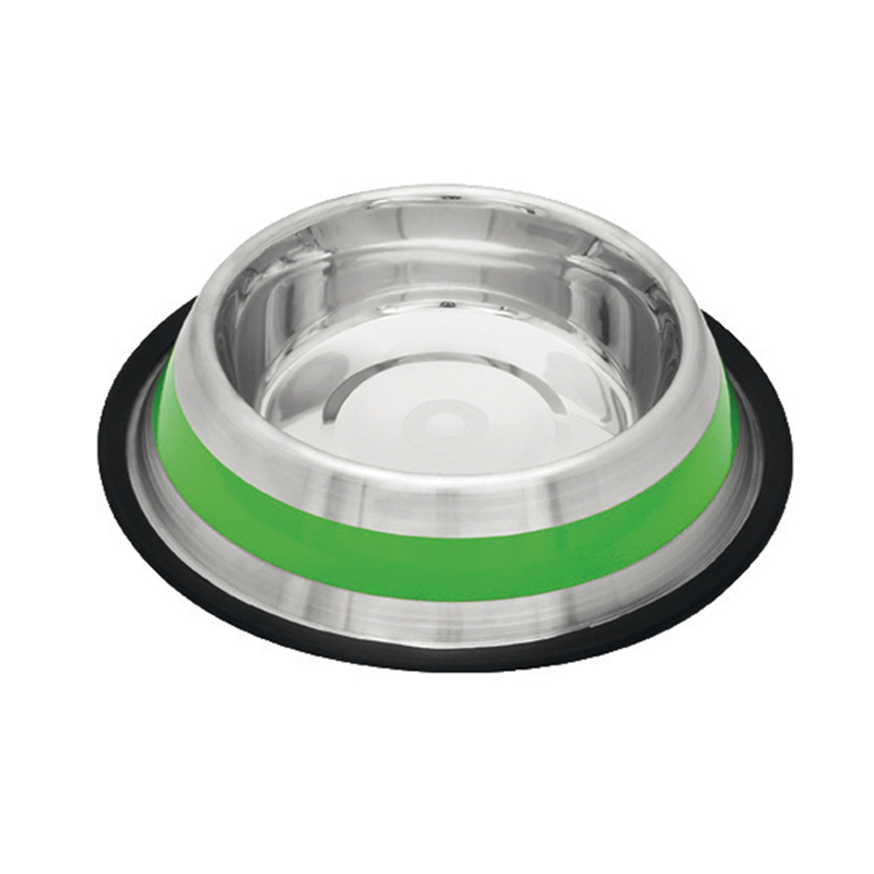 COMEDERO INOX. ANTID-4 FRANJA VERDE