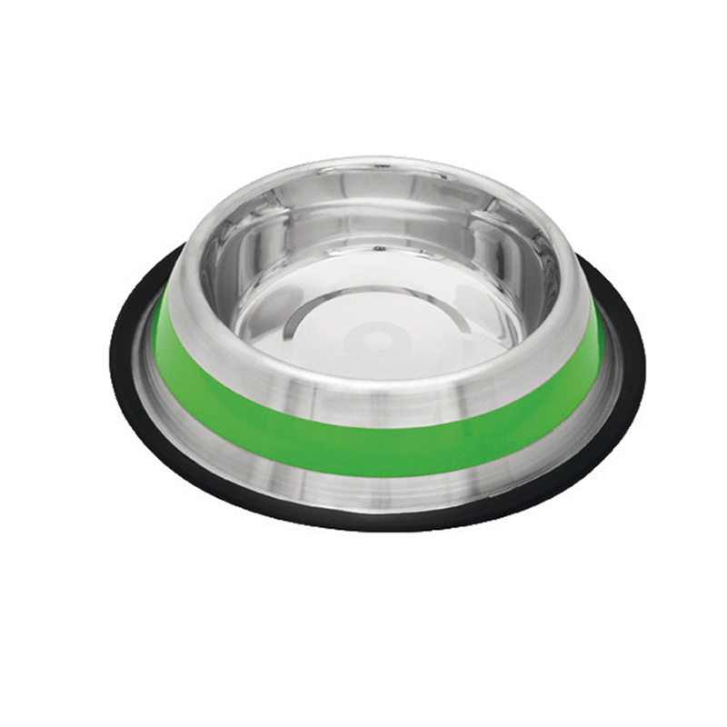 COMEDERO INOX. ANTID-5 FRANJA VERDE