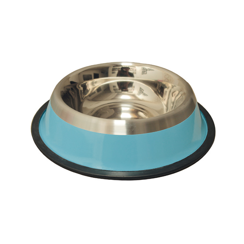 COMEDERO INOX. ANTID-5 FRANJA AZUL