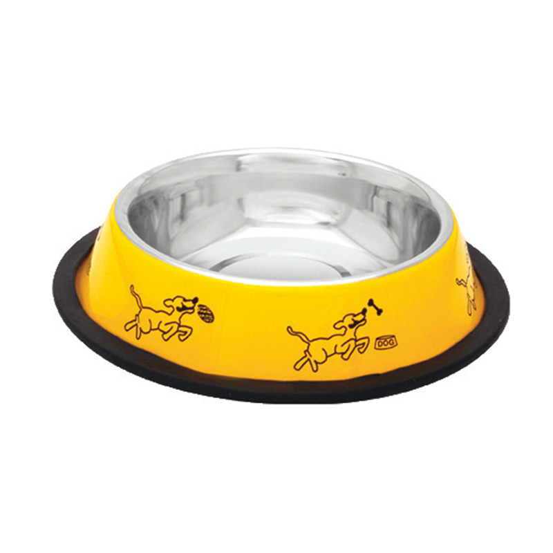 COMEDERO INOX. ANTID-4 AMARILLO PERROS