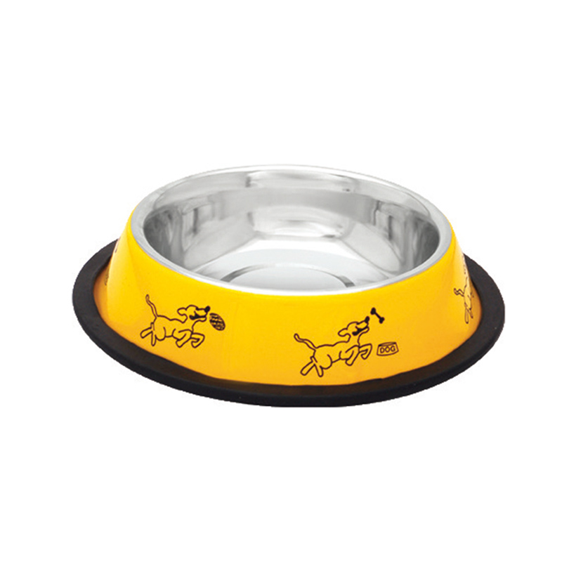 COMEDERO INOX. ANTID-5 AMARILLO PERROS