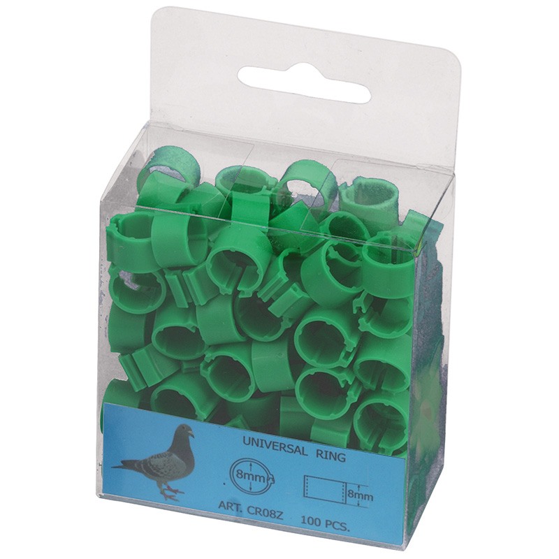 ANILLA PLAST 8MM PALOMAS(100ud)VERDE