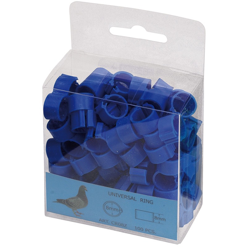 ANILLA PLAST 8MM PALOMAS(100ud)AZUL