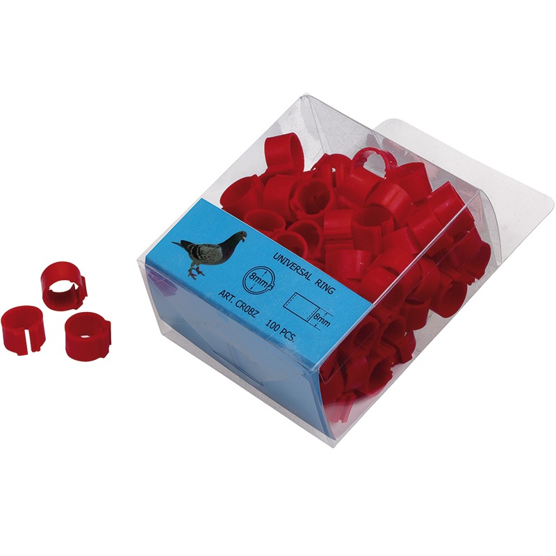 ANILLA PLAST 8MM PALOMAS(100ud)ROJO