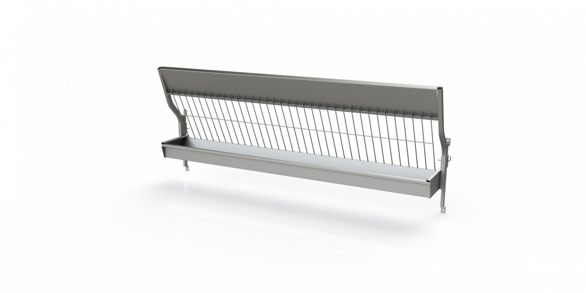 COMEDERO OVINO PARA COLOCAR EN PARED. REGULABLE EN ALTURA. GEF. L=2M.H=0,671M A=0,31M.