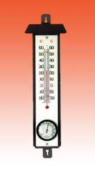 TERMOMETRO AMBIENTE + HIGROMETRO  - GARITA METAL 27 CM.